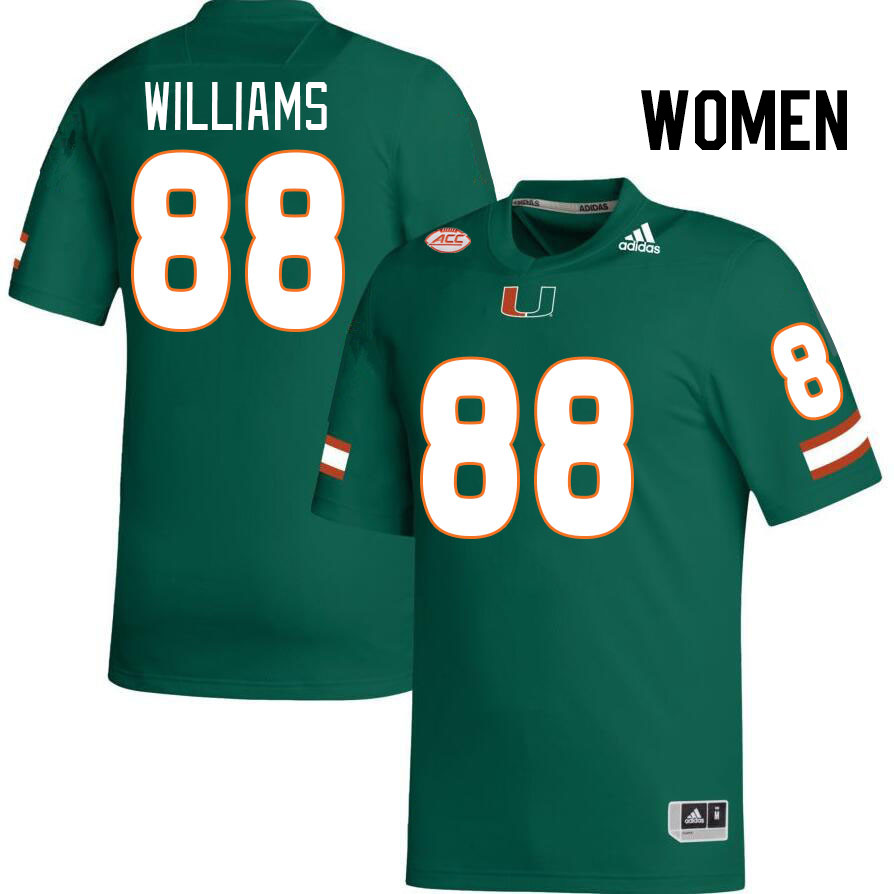 Women #88 Riley Williams Miami Hurricanes College Football Jerseys Stitched-Green - Click Image to Close